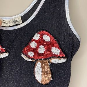 Sequin mushroom mesh bodysuit